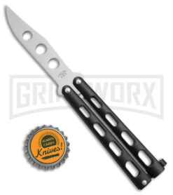 Bear And Son Knives 113BTR Small Black Trainer Butterfly Knife - Satin Plain 7 Bear And Son Knives 113BTR Small Black Trainer Butterfly Knife - Satin Plain -Kershaw Sale Store Bear and Son 113BTR Small Butterfly Trainer Black Satin BHQ 11912 jr bottlecap large