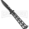 Bear & Son 115 Silver Speckle Butterfly Knife - Black Plain -Kershaw Sale Store Bear and Son 115 Large Butterfly Silver Speckle Black BHQ 50070 jr large