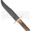 Bear & Son American Bowie India Stag Bone 12" Fixed Blade Knife - Damascus Plain -Kershaw Sale Store Bear and Son American Bowie Damascus 501D BP 22034 jr large