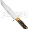 Bear & Son American Bowie India Stag Bone Fixed Blade - Satin Plain -Kershaw Sale Store Bear and Son American Bowie India Stag Bone Satin 502 BP 22035 jr large