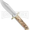 Bear & Son Baby Bowie India Stag Bone Fixed Blade - Satin Plain -Kershaw Sale Store Bear and Son Baby Bowie India Stag Satin BHQ 71956 jr large