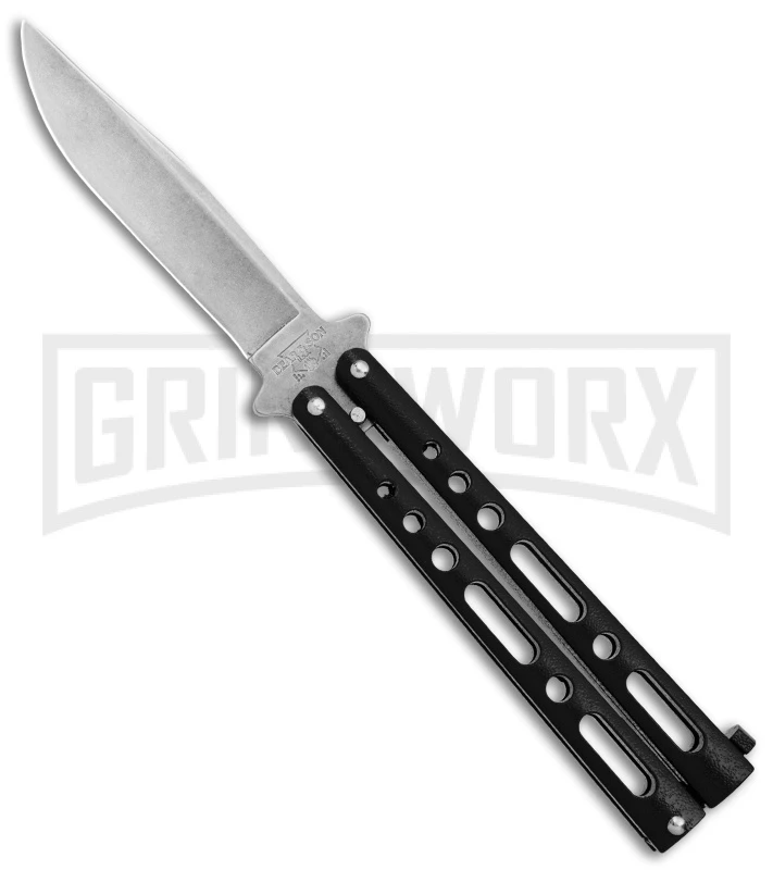Bear & Son Butterfly Knife Black Steel - Clip Point Plain 1 Bear & Son Butterfly Knife Black Steel - Clip Point Plain