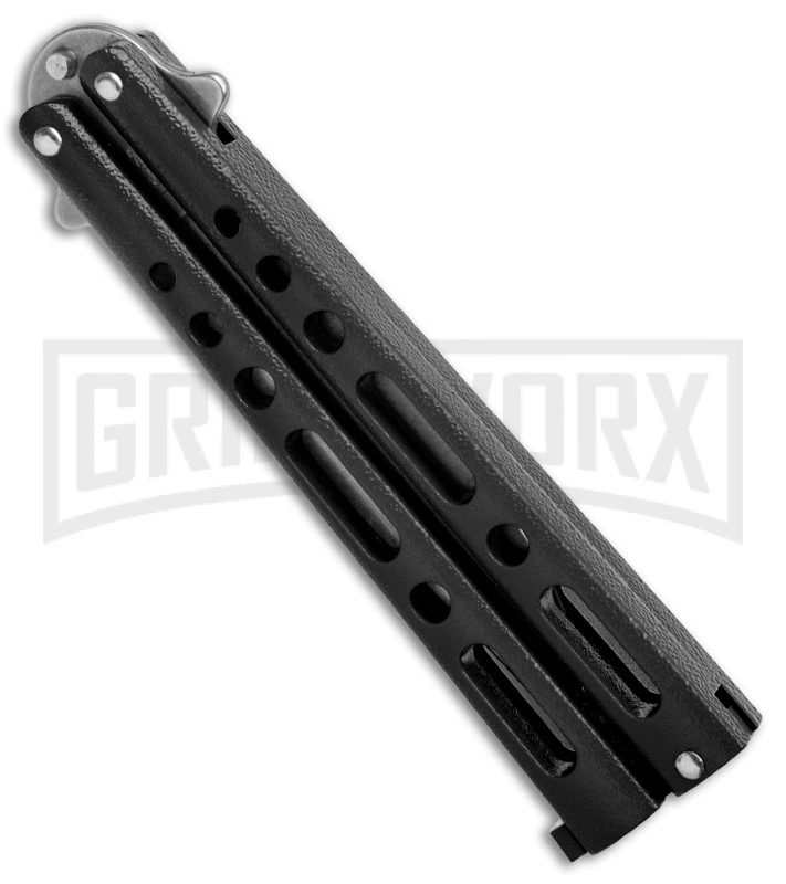 Bear & Son Butterfly Knife Black Steel - Clip Point Plain 2 Bear & Son Butterfly Knife Black Steel - Clip Point Plain - Image 2