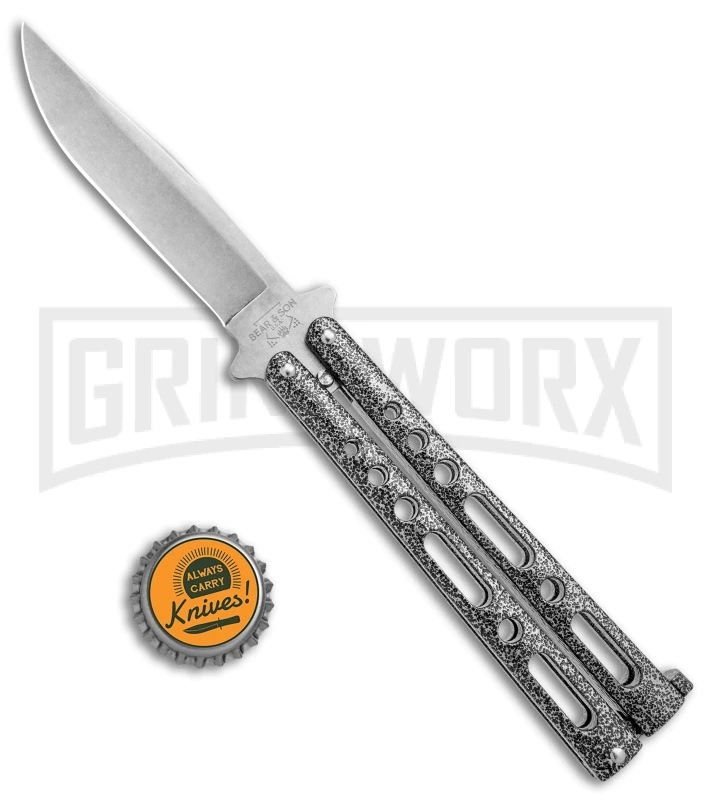 Bear & Son Knives Gray 117 Balisong Butterfly Knife - Stone Wash Plain 4 Bear & Son Knives Gray 117 Balisong Butterfly Knife - Stone Wash Plain - Image 4