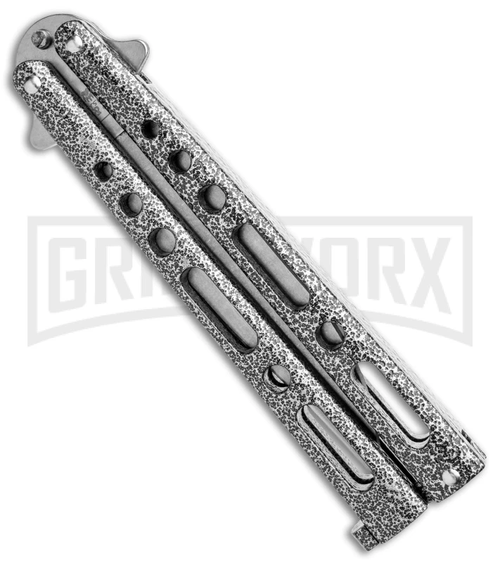 Bear & Son Knives Gray 117 Balisong Butterfly Knife - Stone Wash Plain 2 Bear & Son Knives Gray 117 Balisong Butterfly Knife - Stone Wash Plain - Image 2