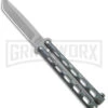Bear & Son 114 Galaxy Butterfly Knife - Stonewash Tanto Plain -Kershaw Sale Store Bear and Son Butterfly Knife Black Sparkles Gray SW Tanto BHQ 141043 jr large