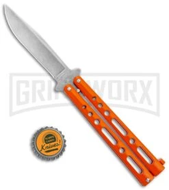 Bear & Son Butterfly Knife Orange Steel - Clip Point Plain 7 Bear & Son Butterfly Knife Orange Steel - Clip Point Plain -Kershaw Sale Store Bear and Son Butterfly Orange SW BHQ 135322 jr bottlecap large