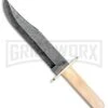 Bear & Son Damascus Bowie White Bone Fixed Blade - Damascus Plain -Kershaw Sale Store Bear and Son Damascus Bowie White Bone Damascus WSB02D BP 22032 jr large