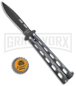 Bear & Son 115GX Galaxy Butterfly Knife - Black Plain -Kershaw Sale Store Bear and Son Large Butterfly Galaxy Black BHQ 141493 jr bottlecap large