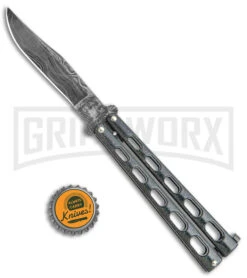 Bear And Son Knives 114GXD Galaxy Balisong Butterfly Knife - Damascus Plain -Kershaw Sale Store Bear and Son Large Butterfly Galaxy Damascus BHQ 142578 jr bottlecap large