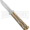 Bear & Son 117 Gold Stonewash Butterfly Knife - Stonewash Plain -Kershaw Sale Store Bear and Son Large Butterfly Gold SW BHQ 140254 jr large 1