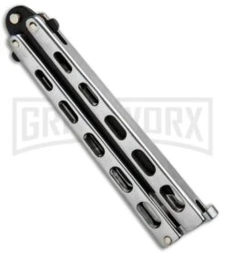 Bear & Son Knives 15 Stainless Steel Butterfly Knife - Tanto Black Plain 7 Bear & Son Knives 15 Stainless Steel Butterfly Knife - Tanto Black Plain -Kershaw Sale Store Bear and Son Tanto Butterfly SS Black SS15TAN BHQ 87938 jr side large