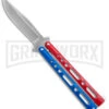 Benchmark Red & Blue Epoxy Steel Butterfly Knife - Stonewash Plain 9 Benchmark Red & Blue Epoxy Steel Butterfly Knife - Stonewash Plain -Kershaw Sale Store Benchmark Butterfly Red White Blue SW BHQ 143934 jr large