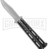 Benchmark Black Epoxy Steel Butterfly Knife - Stonewash Plain -Kershaw Sale Store Benchmark Butterfly black SW BHQ 135687 jr large