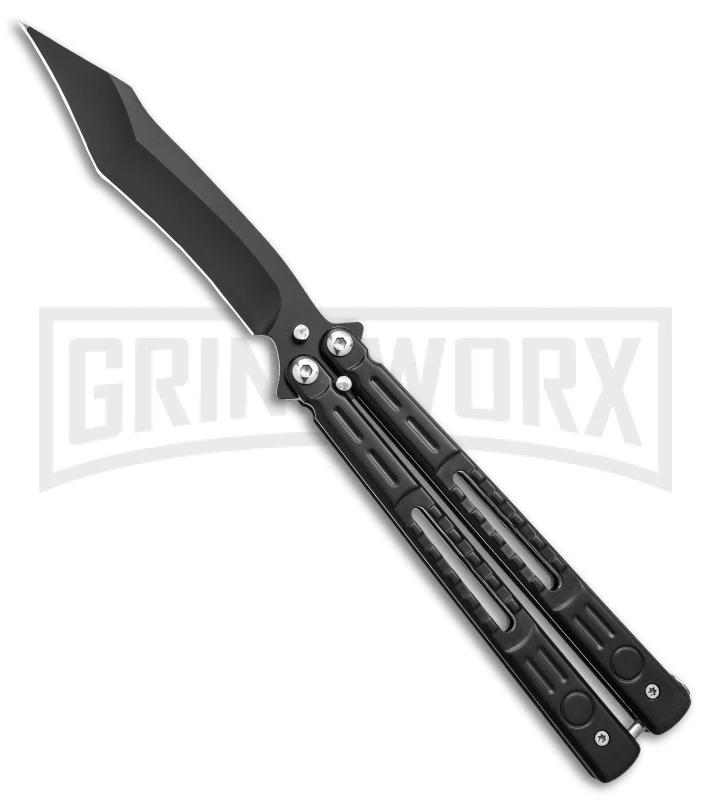 Chalkhill Balisong Butterfly Knife - Black Tanto Skeletonized 1 Chalkhill Balisong Butterfly Knife - Black Tanto Skeletonized