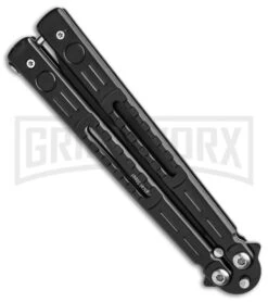 Chalkhill Balisong Butterfly Knife - Black Tanto Skeletonized 5 Chalkhill Balisong Butterfly Knife - Black Tanto Skeletonized -Kershaw Sale Store Black Balisong Clip Point Butterfly Knife Black Finish GX 37653 td spine large 1