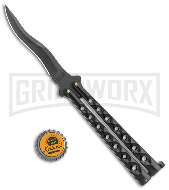 Scoundrel Black Balisong Butterfly Knife Kriss - Black Plain 4 Scoundrel Black Balisong Butterfly Knife Kriss - Black Plain - Image 4
