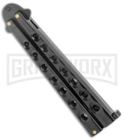 Scoundrel Black Balisong Butterfly Knife Kriss - Black Plain 6 Scoundrel Black Balisong Butterfly Knife Kriss - Black Plain -Kershaw Sale Store Black Butterfly Balisong Kriss Blade Black GX 3066 jr side large