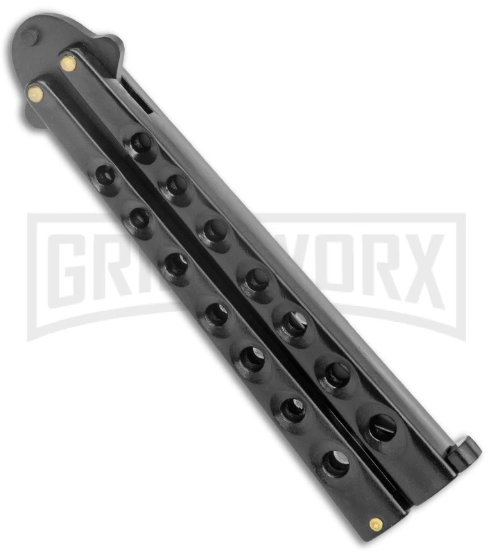 Scoundrel Black Balisong Butterfly Knife Kriss - Black Plain 3 Scoundrel Black Balisong Butterfly Knife Kriss - Black Plain - Image 3