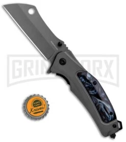 Black Marble Inlay Spring Assisted Knife - Cleaver Gray Finish -Kershaw Sale Store Black Marble Inlay SA Cleaver Gray Finish GSE952MRMBK GX 34288 jr bottlecap large