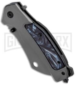 Black Marble Inlay Spring Assisted Knife - Cleaver Gray Finish -Kershaw Sale Store Black Marble Inlay SA Cleaver Gray Finish GSE952MRMBK GX 34288 jr spine large