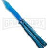 Chalkhill Balisong Black Butterfly Knife - Blue Tanto -Kershaw Sale Store Blue Balisong Clip Point Butterfly Knife Blue Finish GX 37656 td large