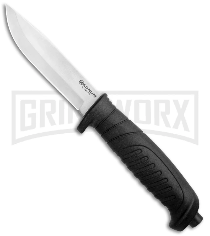 Boker Magnum Knivgar Black Polymer Fixed Blade Knife - Satin Plain 1 Boker Magnum Knivgar Black Polymer Fixed Blade Knife - Satin Plain