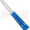 Boker Plus Mini Balisong Blue Skeletonized Trainer Knife - Satin Dull -Kershaw Sale Store Boker Plus Mini Balisong Trainer Blue Holes G 10 Satin 01BO715SOI BHQ 99636 jr large