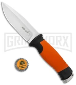 Boker Plus 02BO014 Outdoorsman Fixed Blade Knife Orange - Satin Plain -Kershaw Sale Store Boker Plus Outdoorsman Fixed Blade Orange Satin 02BO014 BHQ 90659 jr bottlecap large