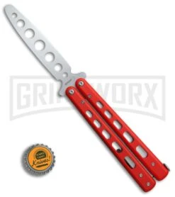 Boker Plus 01BO712 Red G-10 Balisong Trainer Butterfly Trainer - Satin -Kershaw Sale Store Boker Plus balisong trainer red G10 satin BHQ 76461 er bottlecap large