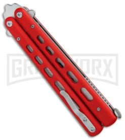 Boker Plus 01BO712 Red G-10 Balisong Trainer Butterfly Trainer - Satin -Kershaw Sale Store Boker Plus balisong trainer red G10 satin BHQ 76461 er side large