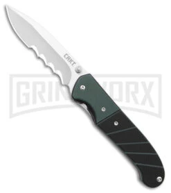 CRKT Ignitor Black & Green G-10 Spring Assisted Knife - Satin Serr