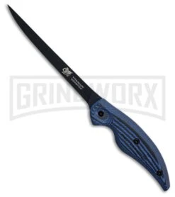 Camillus Cuda 6" Professional Fillet Blue Micarta Fixed Blade Knife- Black Plain