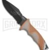 Camillus Inuit Brown Fixed Blade Knife - Black Serr -Kershaw Sale Store Camillus Inuit brown black BHQ 43019 er large