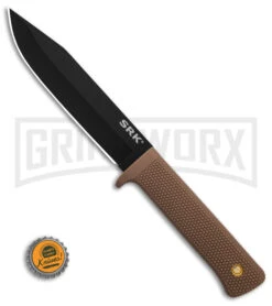 Cold Steel SRK Search Rescue Tan Polymer Fixed Blade Knife - Black Plain -Kershaw Sale Store Cold Steel SRK Search Rescue FB Knife Tan Polymer 6in Black BHQ 158054 td size large