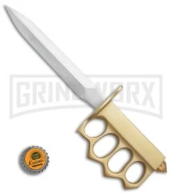 Combat Ready 1918 WWI Trench Gold Fixed Blade Knife - Satin Dull -Kershaw Sale Store Combat Ready 1918 WWI Trench Gold satin dull BP 4088 er bottlecap large
