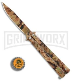 COBRA Deceit Leaf Camouflage Balisong Butterfly Knife - Camo Plain -Kershaw Sale Store Deceit Leaf Camouflage camo plain BP 6820 er bottlecap large