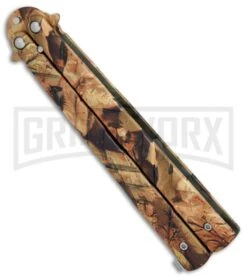 COBRA Deceit Leaf Camouflage Balisong Butterfly Knife - Camo Plain -Kershaw Sale Store Deceit Leaf Camouflage camo plain BP 6820 er spine large