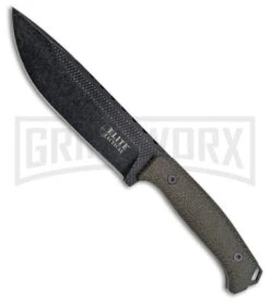 Elite Tactical Large Night Commander Micarta Fixed Blade Knife - Black Stonewash