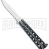 Flick Blue Balisong Butterfly Knife Black/Blue - Drop Point Satin Plain -Kershaw Sale Store Flick Blue Balisong Butterfly DP Satin GX 36707 jr large