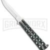 Flick Black/Green Balisong Butterfly Knife - Satin Plain