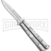 Regal White Swirl Balisong Butterfly Knife - Satin Serr -Kershaw Sale Store Flipper White Swirl Balisong Satin Serr GC30MWT GX 31277 jr large