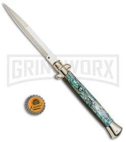 Frank B 11" Italian Stiletto Abalone Automatic Knife Gold - Gold Bayo 7 Frank B 11" Italian Stiletto Abalone Automatic Knife Gold - Gold Bayo -Kershaw Sale Store Frank B 11in Auto Italian Stiletto Abalone Bayo Gold BHQ 82054 jr bottlecap large