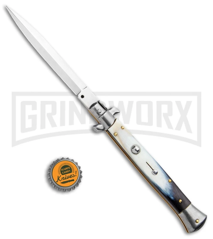 Frank B. 11" Brazilian Horn Italian Stiletto Auto Knife - Dagger 4 Frank B. 11" Brazilian Horn Italian Stiletto Auto Knife - Dagger - Image 4