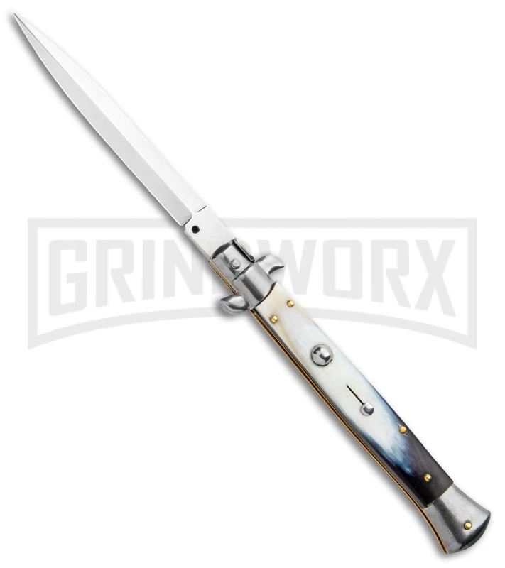 Frank B. 11" Brazilian Horn Italian Stiletto Auto Knife - Dagger 1 Frank B. 11" Brazilian Horn Italian Stiletto Auto Knife - Dagger