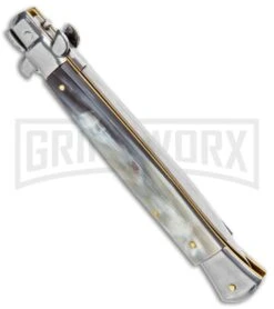 Frank B. 11" Brazilian Horn Italian Stiletto Auto Knife - Dagger 6 Frank B. 11" Brazilian Horn Italian Stiletto Auto Knife - Dagger -Kershaw Sale Store Frank B 11in Italian Stiletto Auto Brzilian Horn Satin Dagger BHQ 105234 jr side large 1