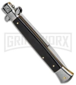 Frank B 11" Italian Stiletto Ebony Automatic Knife - Bayo Plain -Kershaw Sale Store Frank B 11in Italian Stiletto Bayonet Ebony Auto BHQ 90002 jr side large