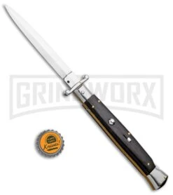 Frank B. 11" Italian Stiletto Swinguard Ebony Automatic Knife - Dagger -Kershaw Sale Store Frank B 11in Italian Stiletto Swinguard Ebony Dagger Satin GX 33583 jr bottlecap large