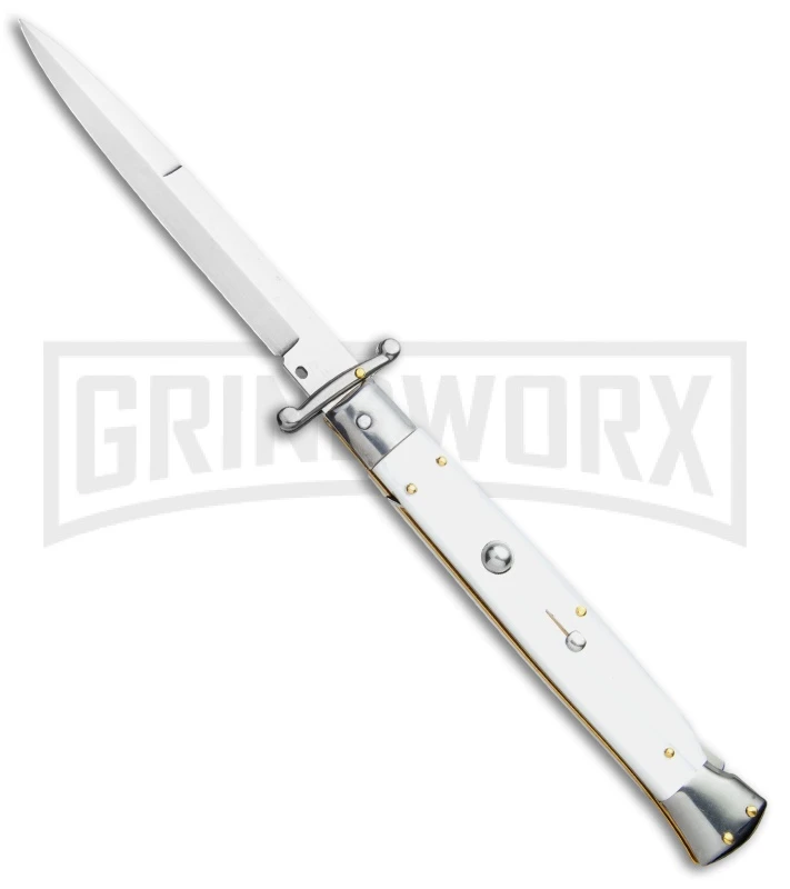 Frank B. 11" Italian White Pearlex Tactical Swinguard - Satin Bayonet 1 Frank B. 11" Italian White Pearlex Tactical Swinguard - Satin Bayonet