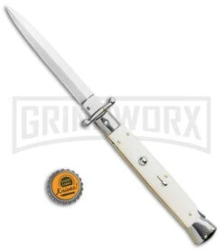 Frank B. 11" Italian Stiletto Swinguard Camel Bone Auto Knife - Dagger -Kershaw Sale Store Frank B 11in Stiletto Swinguard Camel Bone Dagger GX 10608 jr bottlecap large